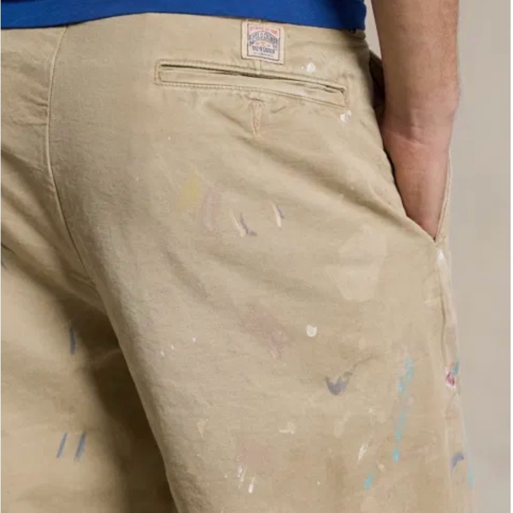 Polo by Ralph Lauren Beige Khaki Chinos with Paint Splatter - Picture 3 of 8